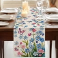 thumbnail image 3 of Table Runners 72 Inches Long Dress Scarves, Blue Spring Floral Farmhouse Kitchen Table Runner, Coffee Tablerunners, Pink Flowers Butterfly Rustic 14x72 Inch, 3 of 9