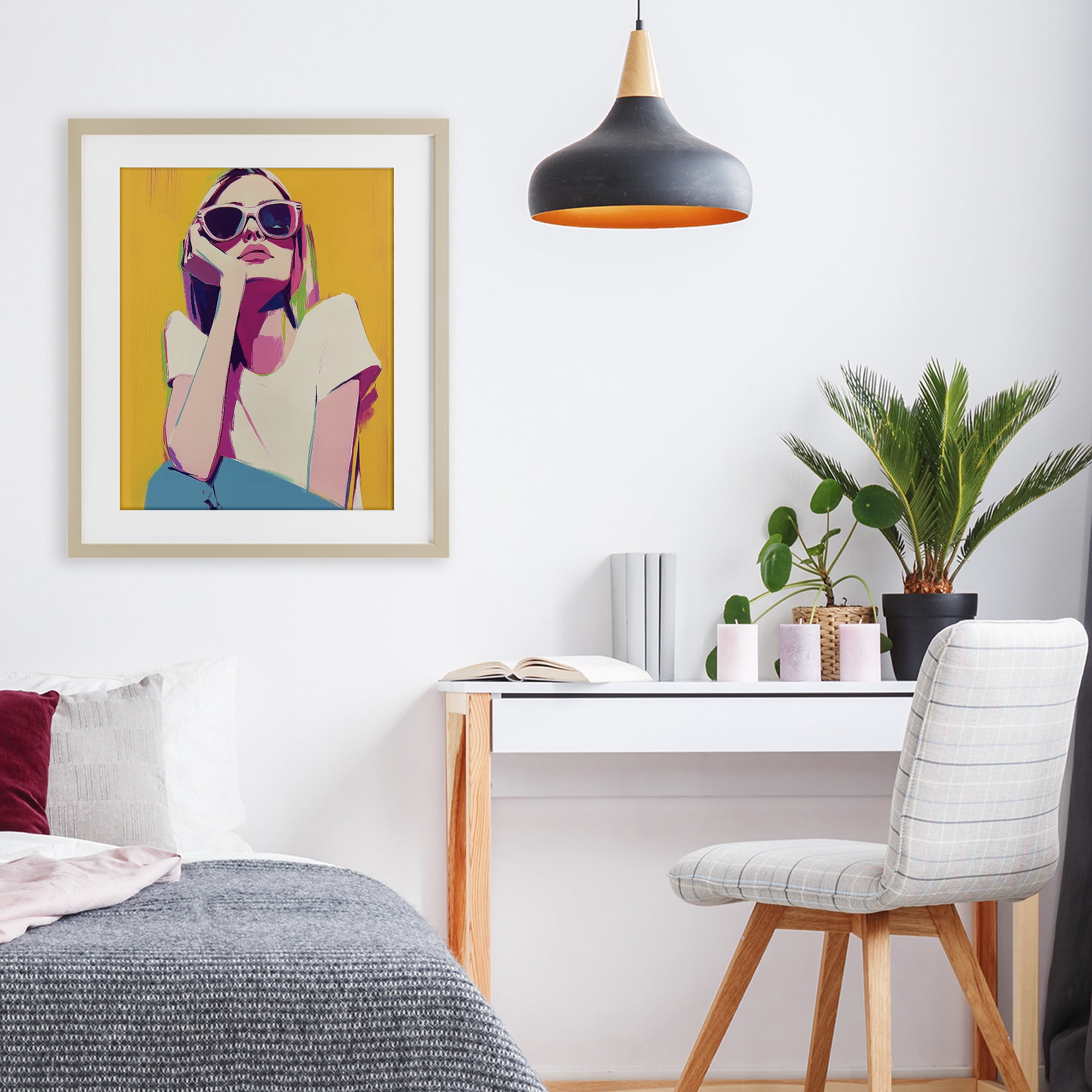 Stupell Industries Chroma Shades Girl Birch Framed Print Under Glass, design by Walker Noble
