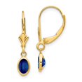 thumbnail image 1 of 14K Yellow Gold Earring Birthstone (09) September Women'S Sapphire Oval Blue 23 mm 4, 1 of 3