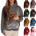 thumbnail image 2 of Kcolen Pet Pouch Hoodie for Women, Oversized Kangaroo Pocket Loose Lightweight Pullover with Dog Pocket Sweatshirt for Fall Winter, 2 of 9
