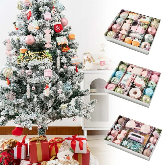 34pcs Christmas Tree Decoration Pendants - Simulated Candy Christmas Balls, Colorful Plastic Ornaments, Perfect for Christmas Tree Decor, home & Party Decor, Multicolor