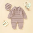 thumbnail image 4 of Otqutp Toddler Fashion Bodysuits Baby Knit Romper Cotton Long Sleeve Boy Girl Sweater Clothes Baby Jumpsuit 1 Piece with Cute Hat Set Elastic Waist 2PCS Fall Winter Clothes, 4 of 9