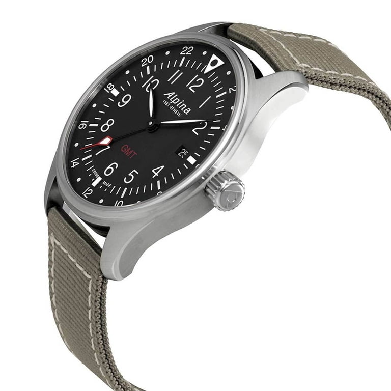 Montre Alpina Startimer Pilot Quartz GMT Référence AL-247B4S6 - Montre Bracelet Homme, Occasion Comme Neuve