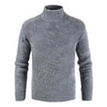 thumbnail image 1 of EGNMCR Chandail Homme Décontracté Uni Col Rond Chandail à Manches Longues Chandail Ajusté Tricoté Col Roulé, 1 of 4