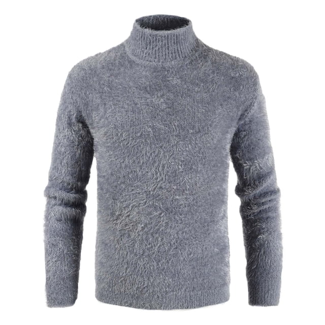 EGNMCR Chandail Homme Décontracté Uni Col Rond Chandail à Manches Longues Chandail Ajusté Tricoté Col Roulé