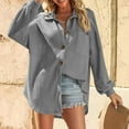 thumbnail image 7 of FRSASU Womens Plaid Shirt Long Sleeve Lapel Button Down Blouses Lightweight Tops Gray M(M), 7 of 7