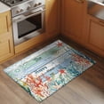 thumbnail image 2 of 2x3 Ft Entryway Area Rug, Coastal Coral Kitchen Rug Runner Washable Floor Mat, Summer Beach Starfish Teal Blue Woode Non Slip Indoor Door Mat Throw Carpet for Bathroom Living Room Bedroom, 2 of 8