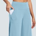 thumbnail image 5 of Frostluinai Women's Capris Yoga Pants High Waist Baggy Wide Leg Capris Solid Color Casual Gym Pants Flowy Slit Hem Capris with Pockets, 5 of 9