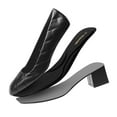 Women Slip On Pumps Shoes Square Toe Low Chunky Heel Work Office Dress