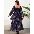 thumbnail image 4 of Vestido EYWOL de talla grande para invitada de boda, manga larga, azul marino, 4 of 7
