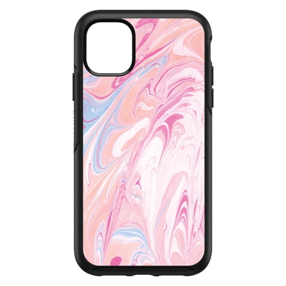 DistinctInk Custom SKIN / DECAL compatible with OtterBox Symmetry for iPhone 11 (6.1" Screen) - Pink Blue White Marble Image Print - Printed Marble Image