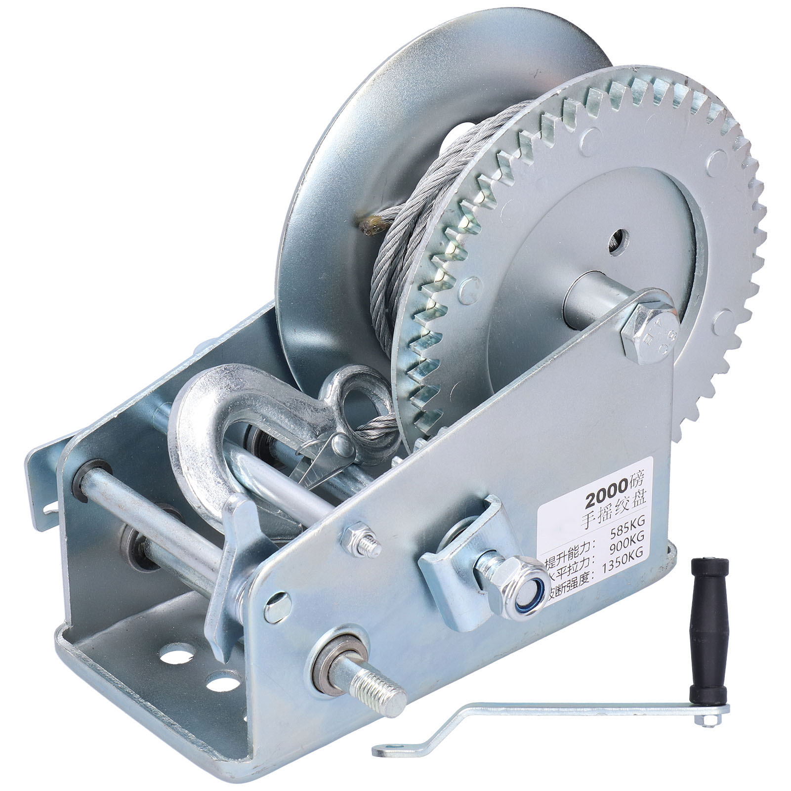 Hand Winch, SelfLocking Manual Winch Hand Winch Trailer 2000lbs Hand