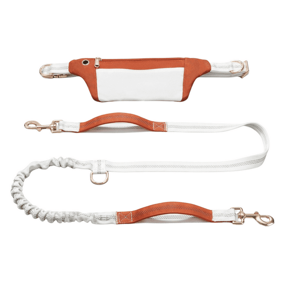 Woonono Freejoy 63-Inch Nylon Hands-Free Dog Leash, Adjustable, Brown, 1 Piece