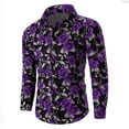 thumbnail image 4 of Camisa informal novedosa con estampado de rosas para hombre, con estampado de San Valentín, para uso diario, con solapa, manga larga, color rojo, tallas S a 5XL, envío rápido, 4 of 5