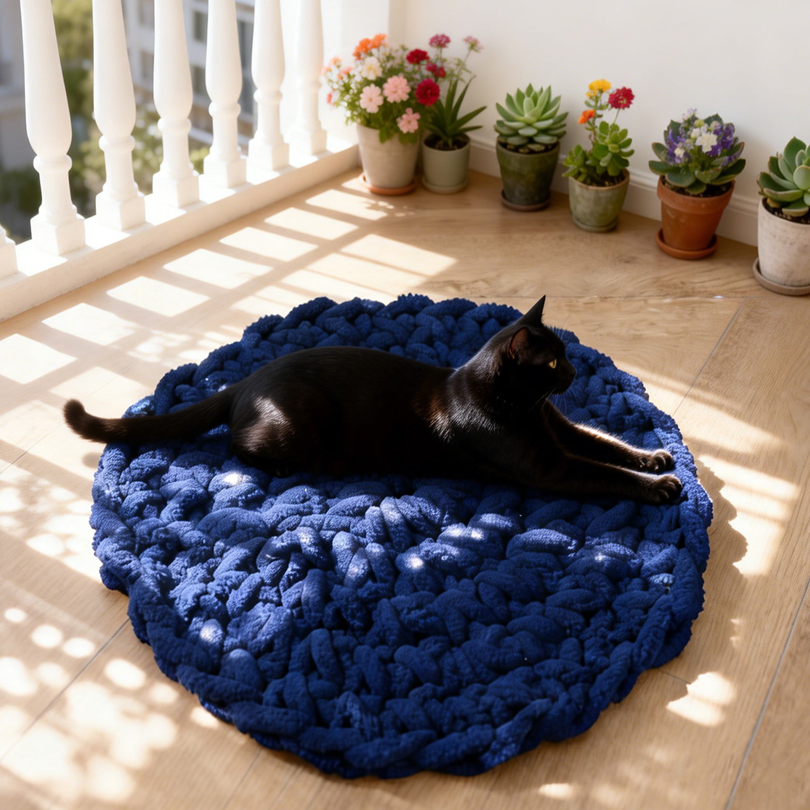 YM Cat Knitted Bed Mat, Extra-Soft Washable Warm Round Pads Cushions for Indoor Kittens, Cat Trees Towers, for Kneading and Sleeping, Cat Gift