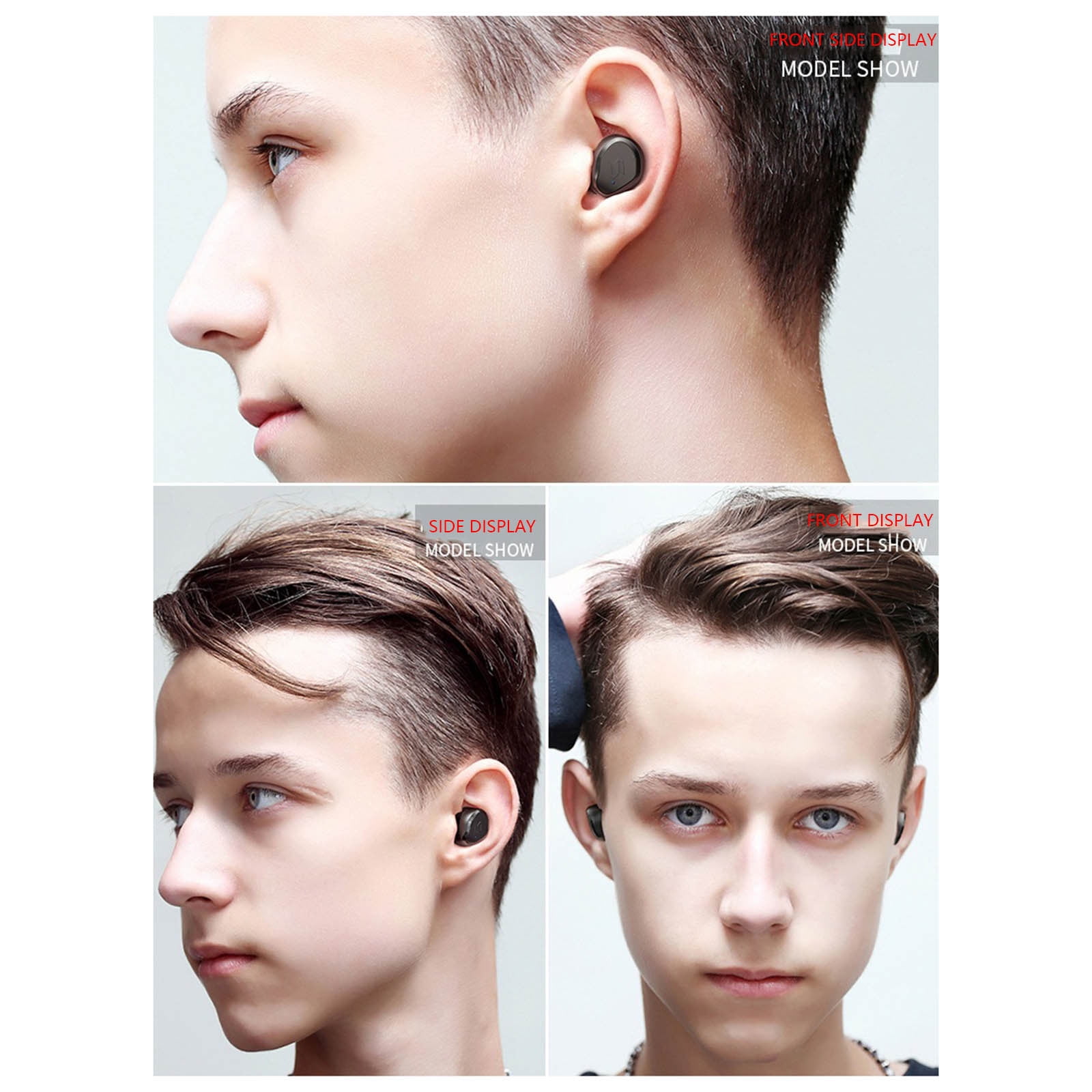 Bluetooth Headphones True Wireless Earbuds 60H Playback LED Power Display Earphones with Wireless Charging Case IPX5 Waterproof in-Ear Earbuds with Mic for TV Smart Phone Laptop Computer Sports,Black