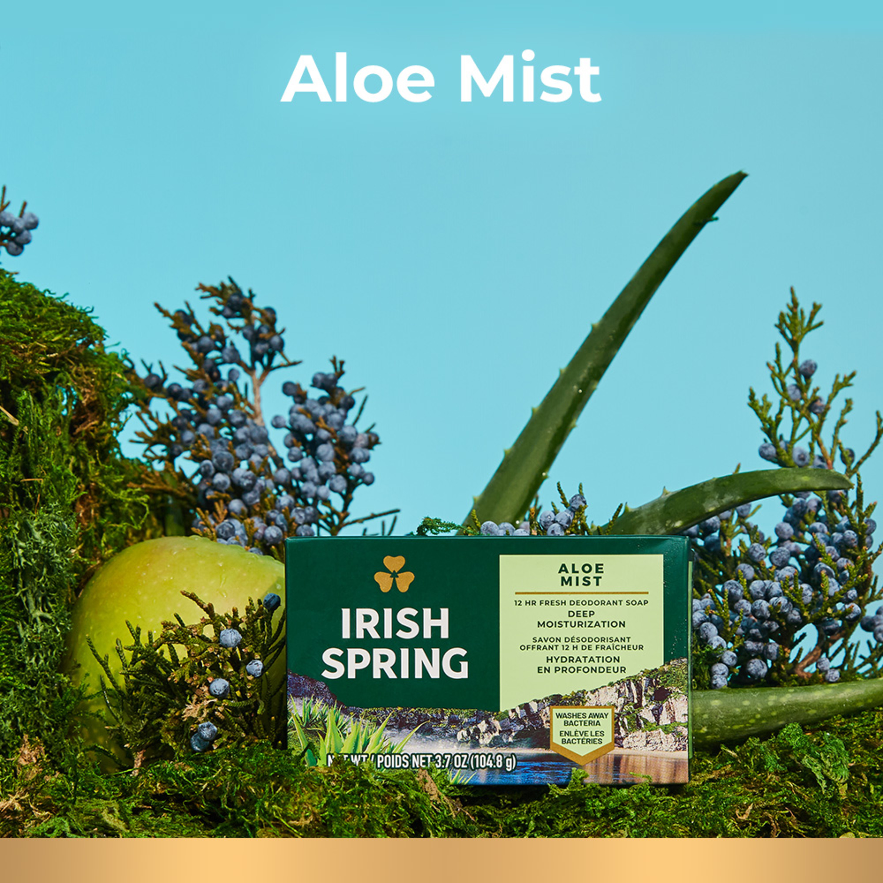 Irish Spring Aloe Mist Deodorant Bar Soap for Men, Feel Fresh All Day, 3.7 oz, 12 Pack - image 5 of 23