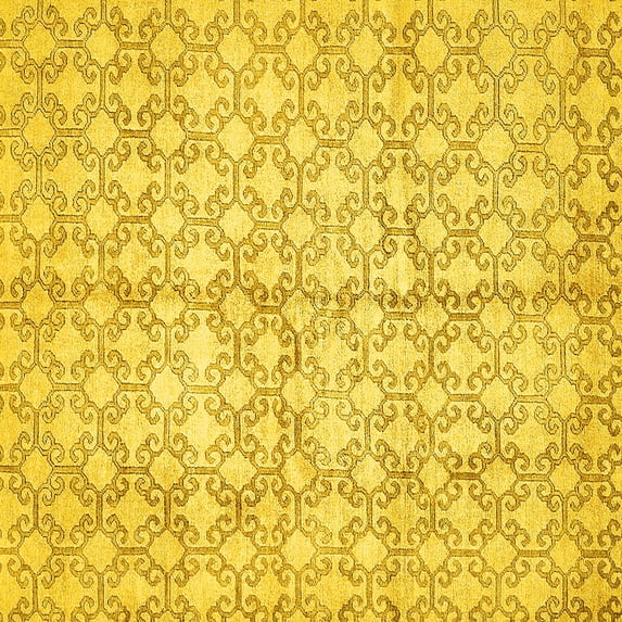 Ahgly Company Indoor Square Abstract Yellow Modern Area Rugs, 7' Square