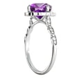 thumbnail image 6 of 2.25 ctw Amethyst Ring with Diamonds 14K White Gold Flower Leaves Halo, 6 of 7