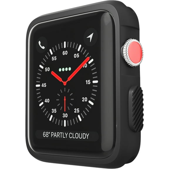 Case Compatible Apple Watch Series 3, Shock Proof Protective Silicone Bumper Resistant TPU Protector Case Cover Replacement for Apple Watch Series 2 Series 3 (2018) (Black, 38mm)