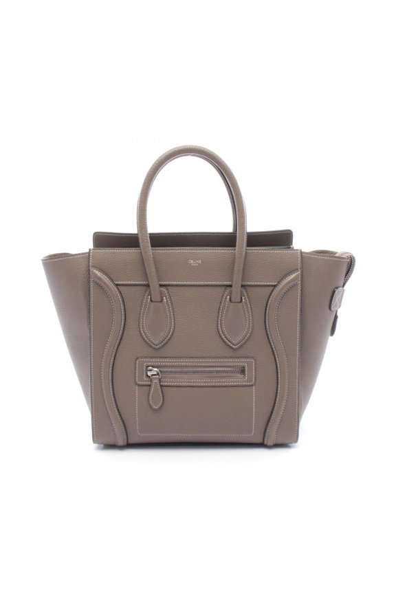 Pre-Owned Celine Luggage Micro Shopper Handbag, Leather, Women's, Beige