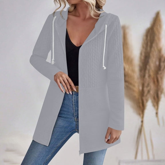 AUNVITO Women's Lightweight Hooded Trench Coat Multi Pocket Casual Jacket Soft Breathable Long Sleeve Spring Fall Outerwear