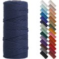 thumbnail image 1 of HSHDLDF Dark Blue Macrame Cord 3mm x 109yards, Colored Macrame Rope, 3 Strand Twisted Cotton Rope Macrame Yarn, Colorful Cotton Craft Cord for Wall Hanging, Plant Hangers, Crafts, Knitting, 1 of 7