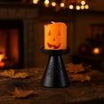 thumbnail image 4 of Halloween Pumpkin LED Candle Light, Battery Operated Flameless Candle with Black Stand for Mantel, Party, Indoor Home Decor, 4 of 6