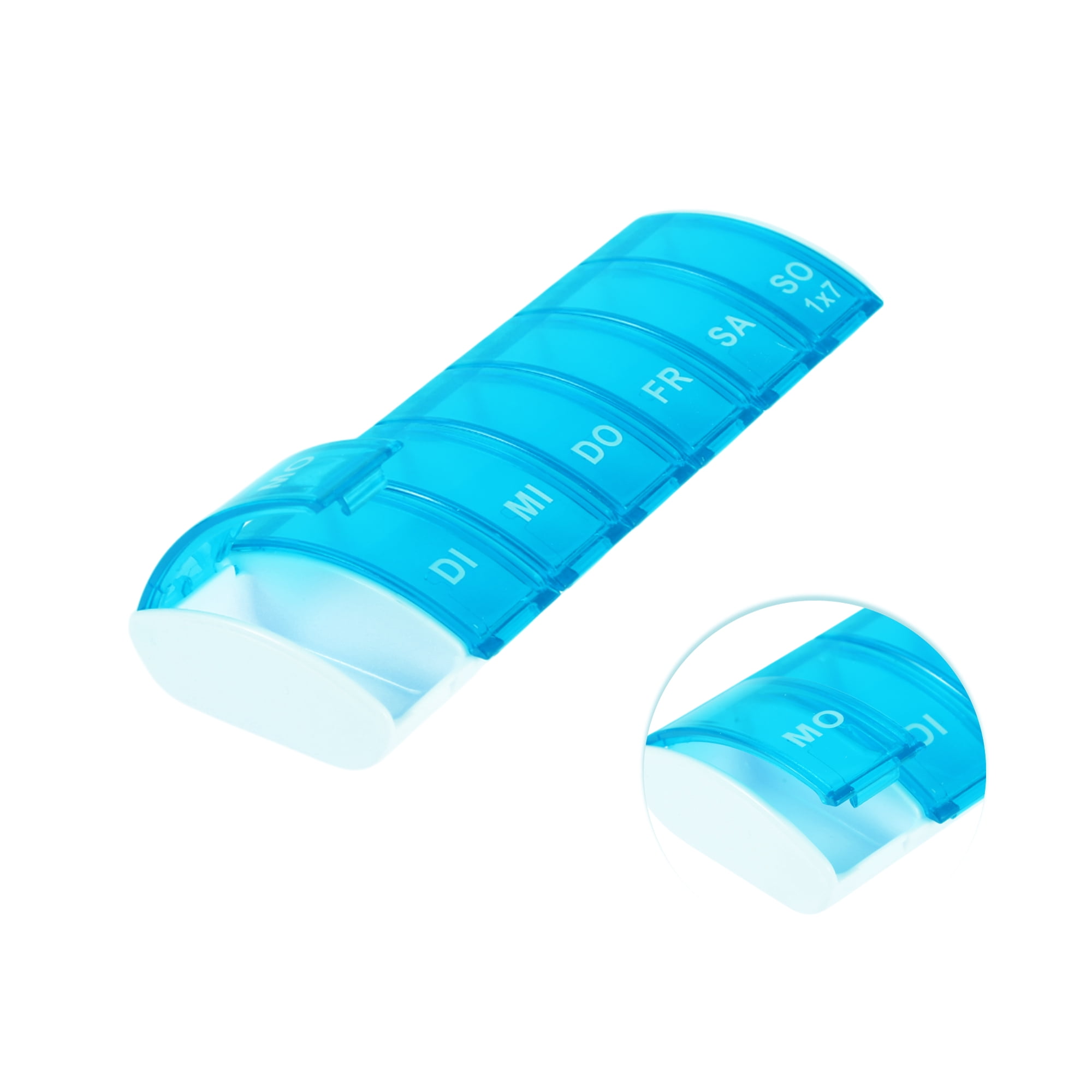 Unique Bargains Lightweight 7 Compartment Single Row Pill Case 1Pc Blue
