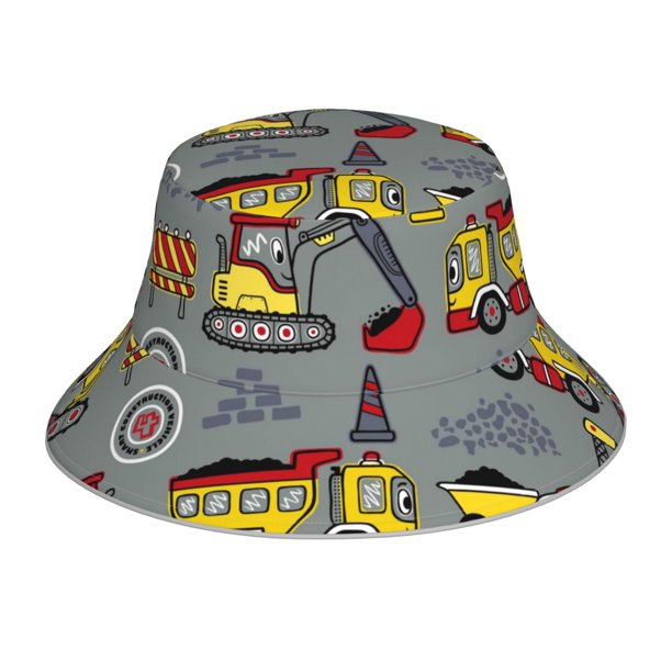 Fotbe Funny Construction Sombrero Tipo Pescador con Estampado – Sombrero de Sol de Algodón de Moda para Playa, Golf, Pesca