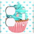 thumbnail image 4 of Metal Light Switch Plate Cover Teal Pink Cupcake Heart Wallpaper CAK031, 4 of 13