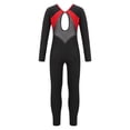 thumbnail image 2 of Alvivi Kids Girls Color Block Spandex Gymnastics Leotards Jumpsuit Long Sleeve Full Body Bodysuit Red 12, 2 of 7