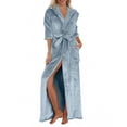 thumbnail image 1 of Women's Plush Hooded Fleece Bathrobe with Pockets and Eye Mask Winter Warm Fuzzy Flannel Robe Spa Kimono Full Length Shower Robe Soft Nightgown, 1 of 8