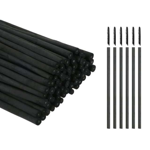 Palos de Carbón de Sauce Uxcell, Lápices de Carbón de Sauce de 2-4mm, Suministros de Arte para Dibujo, Sombreado y Pintura para Artistas Principiantes (Negro, Paquete de 100)