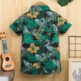 thumbnail image 4 of Conairie Boy Clothes Set Two Piece Collar Short Sleeve Button Down Shirt and Shorts Kids Cute Floral Print Versatile Summer Soft Loungewear Outfit Set Green 12-18 M, 4 of 8