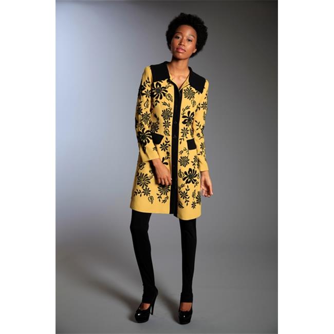 Black Embroidered Winter Flower Coat 