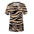 thumbnail image 4 of Chemises à Manches Courtes pour Femmes Mode Tendance Été Col Rond Loisirs Manches Courtes Imprimé Hauts Imitation Coton Hauts d'Été 2023 Hauts Blouses pour Femmes, 4 of 5