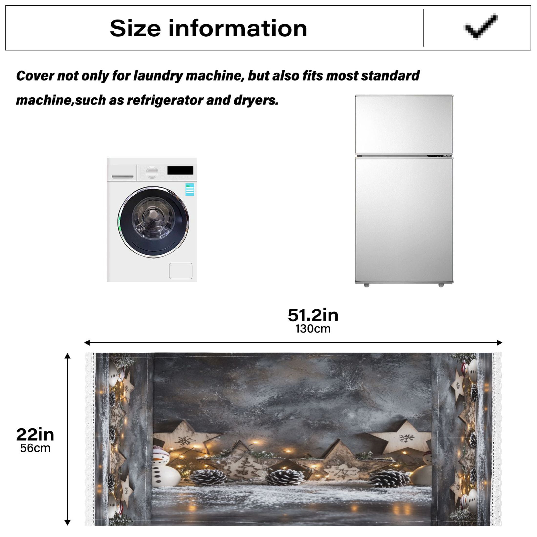 Christmas Backdrop PatternWasher and Dryer Covers Dust-Proof and Oil Resistant Fridge Cover with 4 Storage Pockets Washing Machine Top Cover for Laundry Kitchen Home 51.2 x 22 In