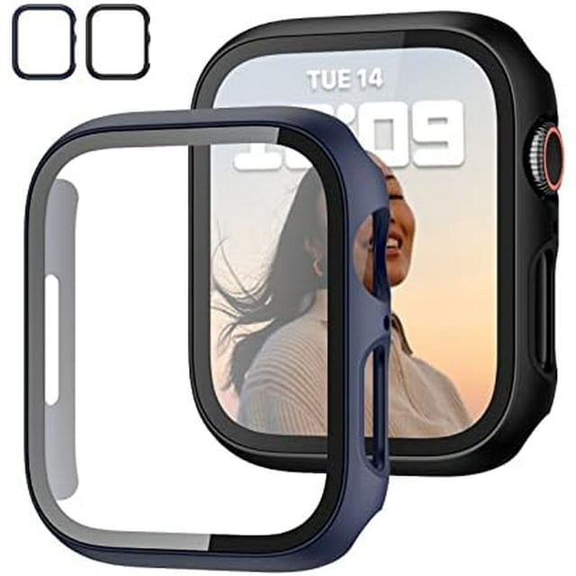 2 Pack Case with Tempered Glass Screen Protector for Apple Watch SE(2023) Series 6/5/4/SE 40mm JZK Slim Guard Bumper Full Coverage Hard PC Protective Cover HD Ultra-Thin Cover for iWatch