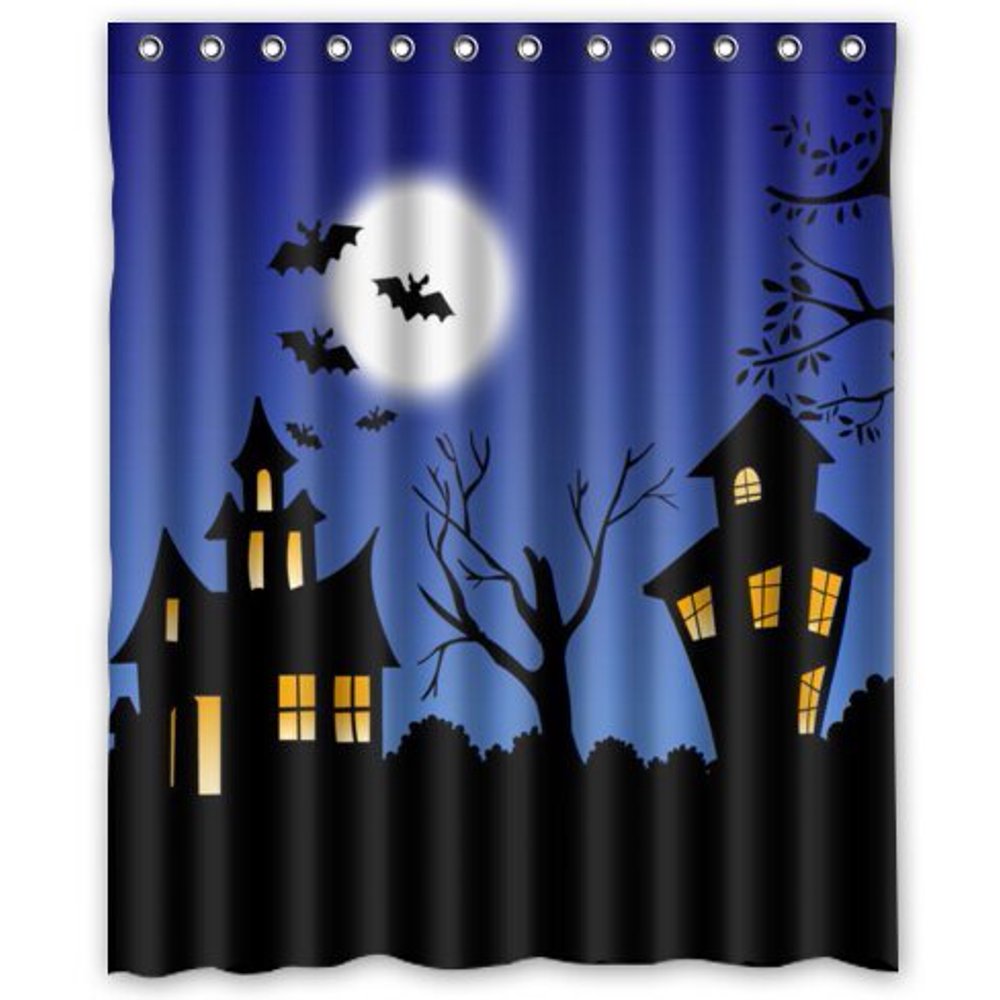 GreenDecor Happy Halloween Waterproof Shower Curtain Set with Hooks ...