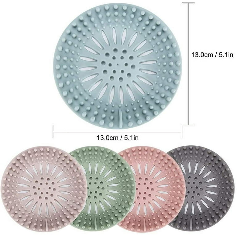 Deago 5 Pack Hair Catcher Durable Silicone Hair Stopper Shower Drain Covers Easy to Install and Clean Suit for Bathroom Bathtub and Kitchen, Size: 5.1