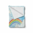thumbnail image 2 of Cloud Soft Flannel Fleece Throw Blanket, Cartoon Summer Nature with Sun and Rainbow over Blooming Flowers and Butterflies, Cozy Plush for Indoor and Outdoor Use, 70" x 90", Multicolor, by Ambesonne, 2 of 6