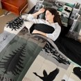 thumbnail image 3 of Castle Fairy Rustic Wildlife Deer Bear Duck Full Size Bedding Sets 7 Pieces for Teens,Smooky Jungle Animal Full Size Bed in a Bag,Brown Gray Green,Black Reversible, 3 of 7