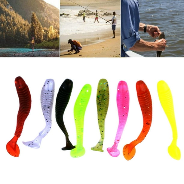Xihbxyly Juego de Señuelos de Pesca, Cebo Blando con Acción de Balanceo, Colores Brillantes para Peces Grandes, Fácil de Usar, 10 Piezas, 5 Cm de Largo, Apto para Principiantes, Pesca Al Aire Libre,