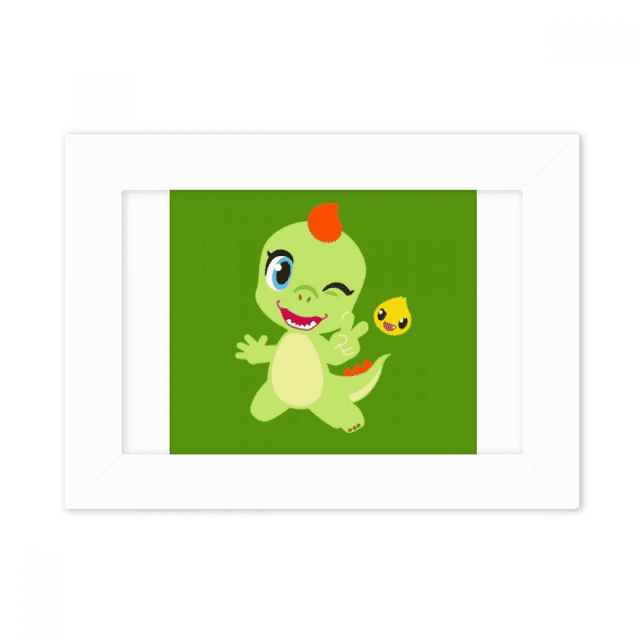 Dinosaurio unido amo Marco de Fotos de escritorio imagen Blanco Pintura arte 5x7 pulgadas