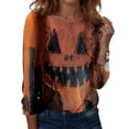 thumbnail image 3 of Trgacdwlo Halloween Sweatshirts for Women Vintage Ghost Pattern Long Sleeve Womens Tunic Tops Cat Pumpkin Print Fall Pullover Shirts, 3 of 8