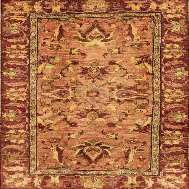 Ahgly Tapis d'Intérieur Lavable en Machine Carré Abstrait Orange, 4 Pieds Carré