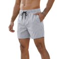 thumbnail image 4 of Domuza Mens Athletic Shorts Gym Workout Shorts Men Lightweight Sports Running Shorts with Pockets Light Gray 3XL, 4 of 5