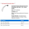thumbnail image 2 of Camshaft Position Solenoid Connector - Compatible with 2000 - 2017 Toyota Avalon 2001 2002 2003 2004 2005 2006 2007 2008 2009 2010 2011 2012 2013 2014 2015 2016, 2 of 2