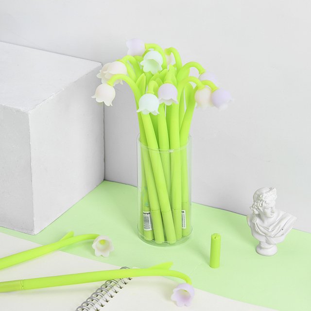 Creative Convallaria Majalis Flower Gel Ink Pen Decoración que cambia de color
